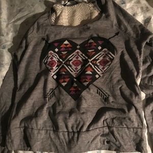 Tribal print heart long sleeved shirt